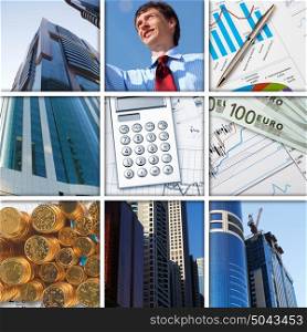 Collage of financial and business charts and graphs