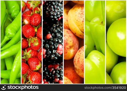 Collage of many different fruits and vegetables