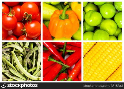 Collage of many fruits and vegetables