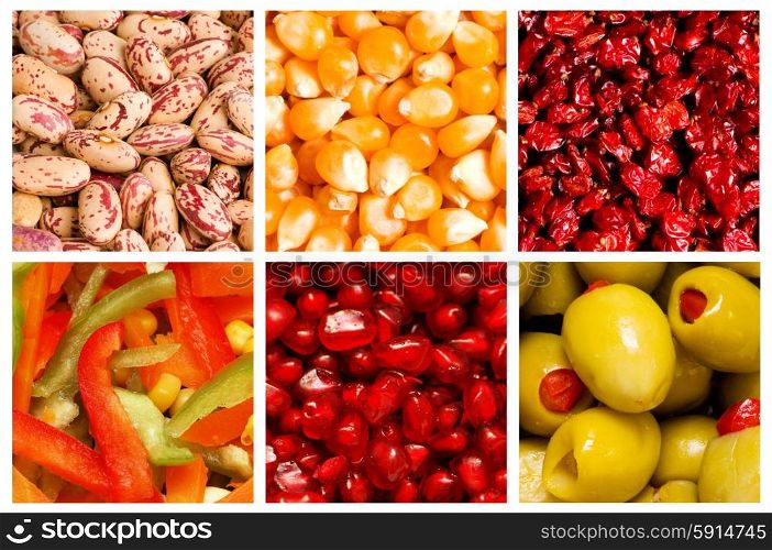 Collage of many fruits and vegetables