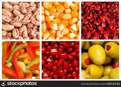 Collage of many fruits and vegetables