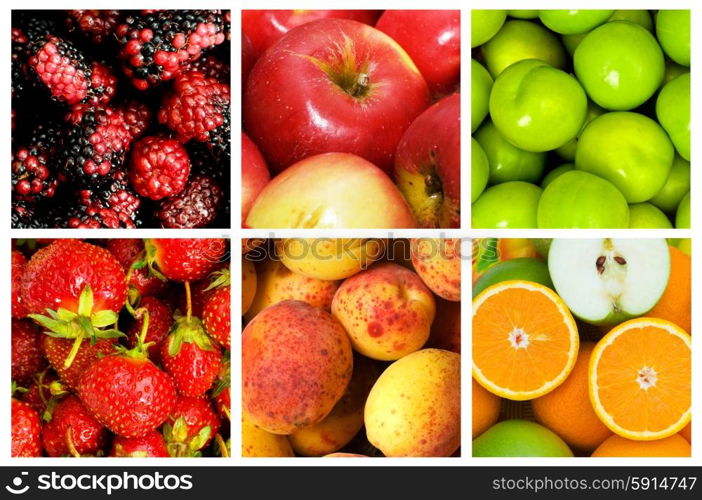 Collage of many fruits and vegetables