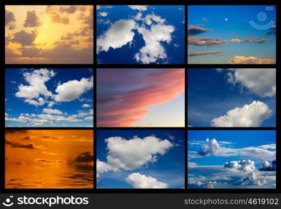 Collage of many images of sky with clouds