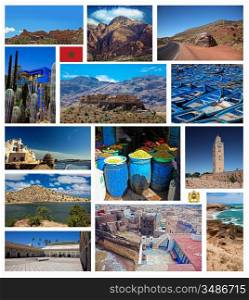 Collage of Morocco landscape images - nature and travel background