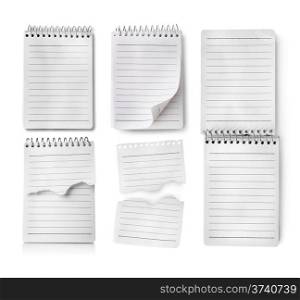 Collage of notebooks isolated on white background