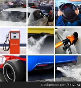 collage of petroleum industry and pollution from cars