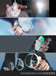 Collage of photo business strategy as concept