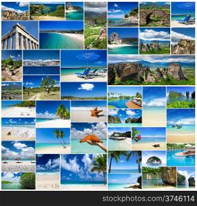 Collage of summer beach images beach and tropical sea
