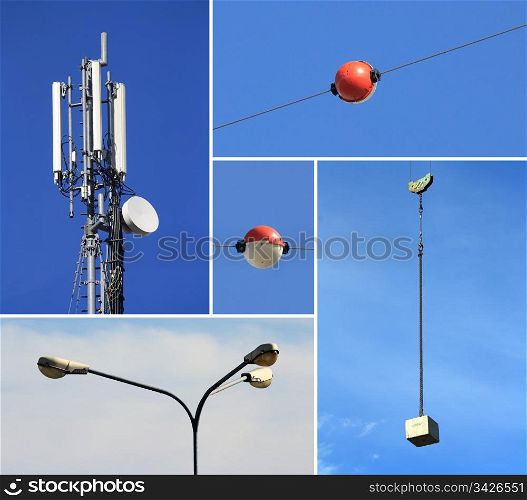 Collage of telecommunications electricity and building industries