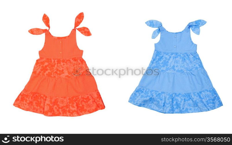 Collage of two children&rsquo;s summer dress on a white background