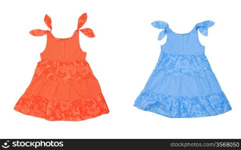 Collage of two children&rsquo;s summer dress on a white background