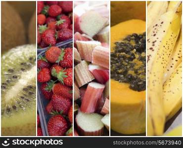 Collage of various fruits and vegetable