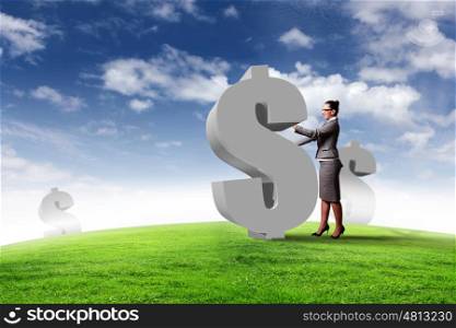 Collage on business and money theme with currency symbol