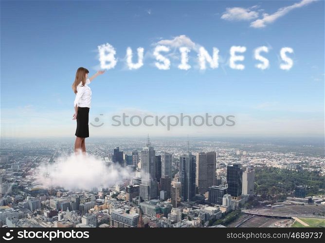 Collage on business theme with business person