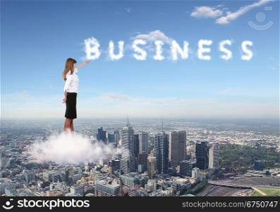 Collage on business theme with business person