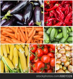 Collages of fresh vegetables. vegetables background