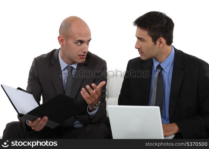 Colleagues having a discussion