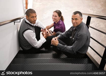 Colleagues on stairs