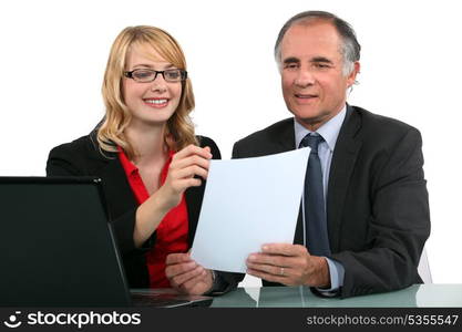 Colleagues with a laptop