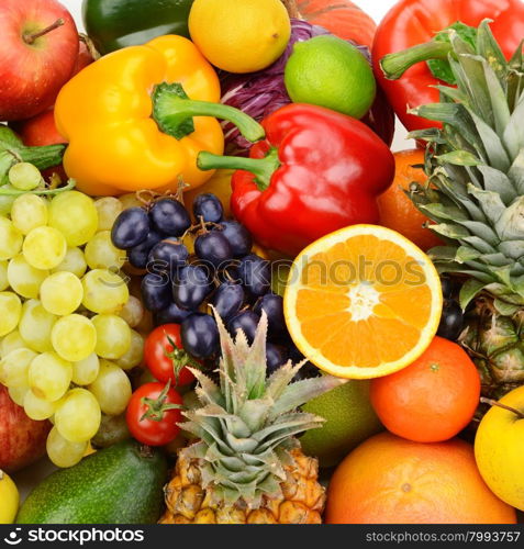 collection fresh fruits and vegetables