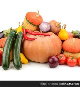 collection fresh vegetables isolated on white