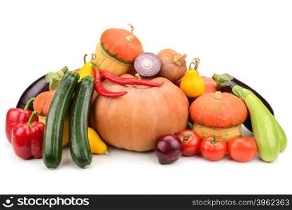 collection fresh vegetables isolated on white