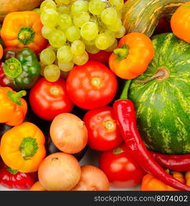 Collection fruit and vegetables background