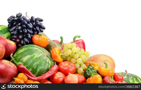Collection fruit and vegetables isolated on white