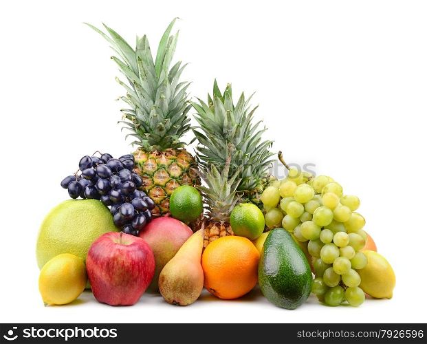collection fruits isolated on white background
