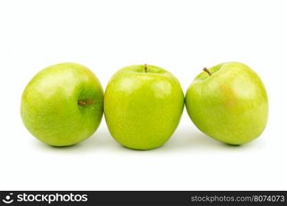 collection green apples isolated on white