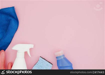 collection house cleaning supplies pink backdrop
