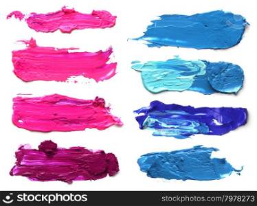 Collection of abstract acrylic brush strokes.