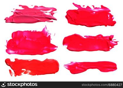 collection of abstract acrylic color brush strokes blots. Isolated on white.