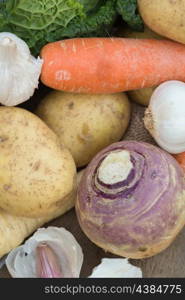 Collection of Autumn and Winter seasonal vegetables for stews and broths