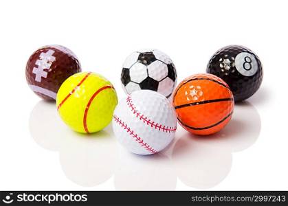 Collection of balls isolated on white