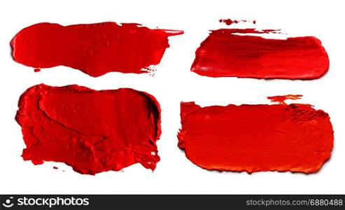Collection of bstract acrylic color brush strokes blots. Isolated on white.