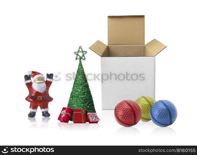 Collection of Christmas objects on white background