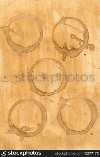 Collection of coffee splashes and stains.