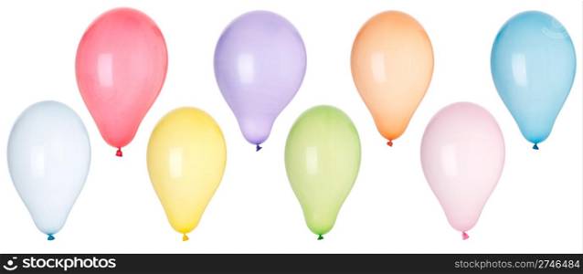collection of colored inflatable balloons (isolated on white background)