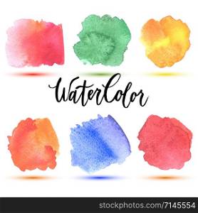 Collection of Colorful Watercolor Speech And Thought Bubbles.. Collection of Colorful Watercolor Speech And Thought Bubbles. Vector illustration in colors.