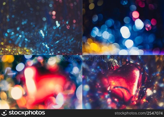 Collection of four xmas blurred backgrounds