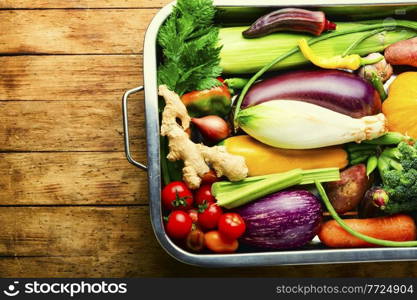 Collection of fresh summer and autumn vegetables.Assortment of raw vegetables. Set of raw vegetables