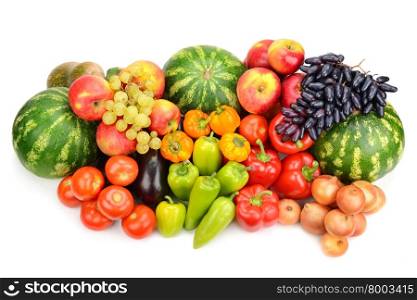 Collection of fruit and vegetables isolated on white
