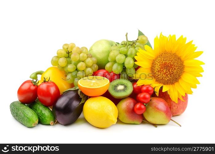 collection of fruits and vegetables isolated on a white background