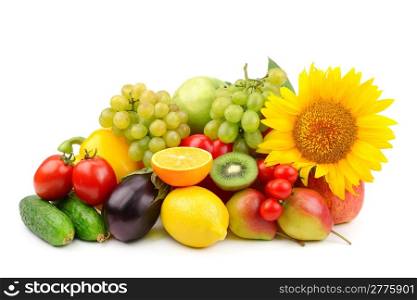 collection of fruits and vegetables isolated on a white background