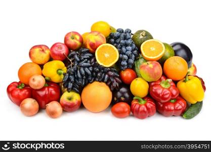 collection of fruits and vegetables isolated on white