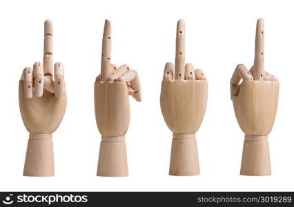 Collection of hands holding middle finger up for an obscene gesture