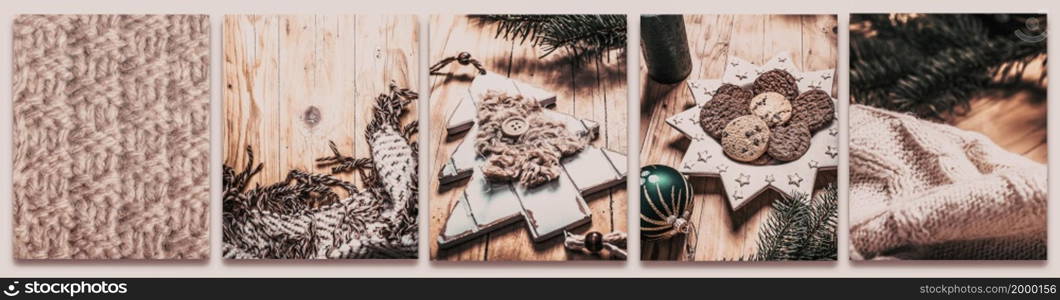 collection of hygge Christmas images - warm beige and green tones - original images to be found in my gallery