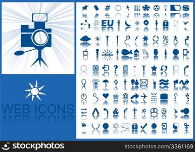 Collection of icon for web design in blue tones