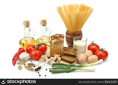 collection of natural products isolated on a white background